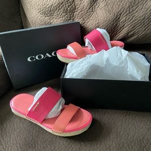 Coach summer strap wedge sandal pink-brand new!!